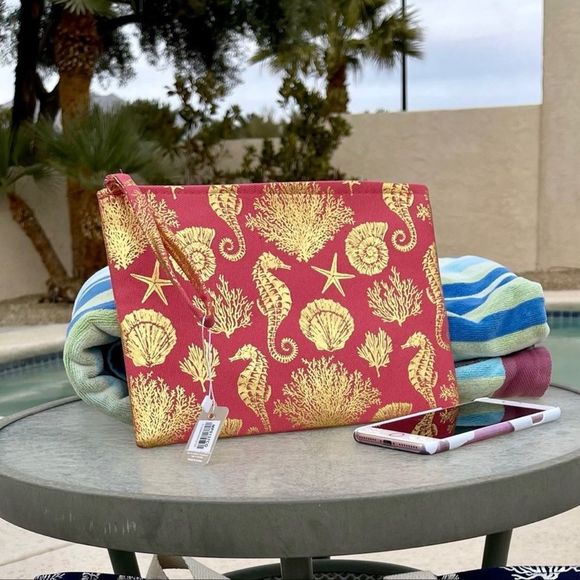 Stylemaker Sea Life Gold Foil Wristlet Bag - Picture 3 of 4